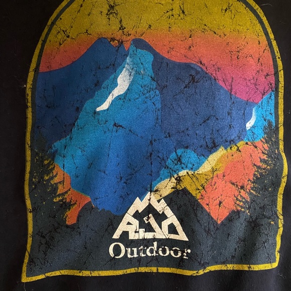 Outdoor Voices Graphic Hoodie Medium Navy Blue Unisex Pullover Sweatshirt - Picture 4 of 5